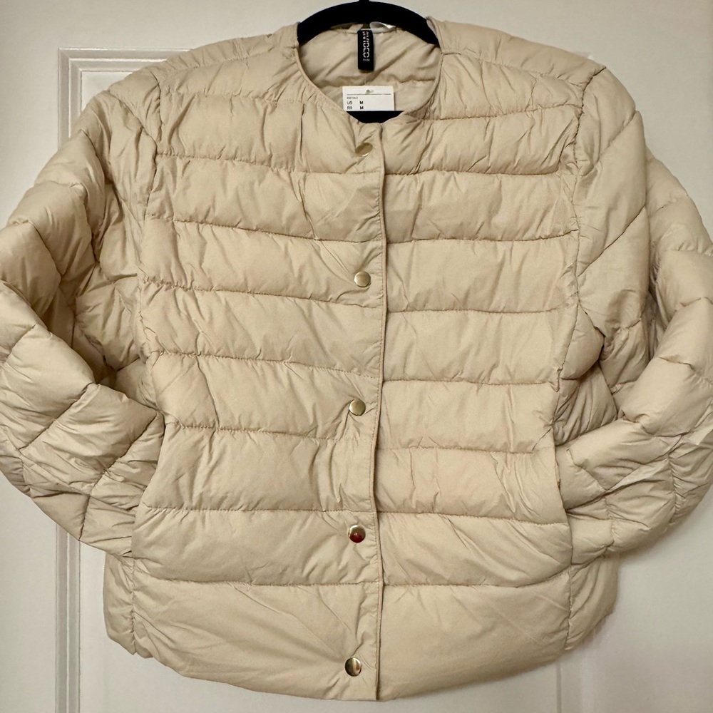 H&M Light Beige Quilted Puffer Jacket